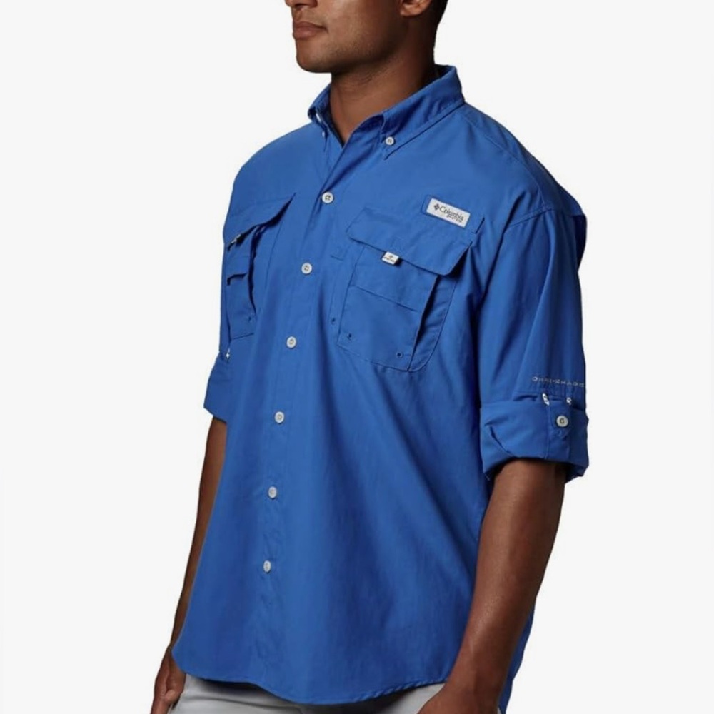 NWOT Columbia PFG Omni-shade long sleeve fishing shirt blue medium